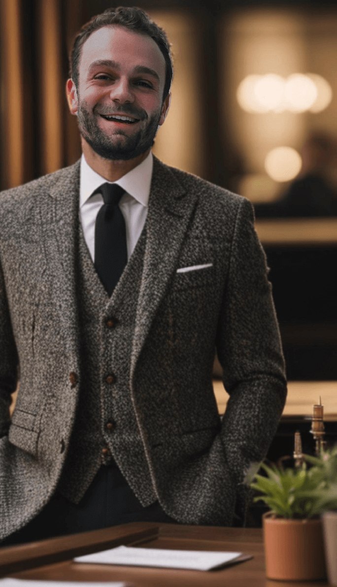 Photo of Dylan Geasland wearing a suit.